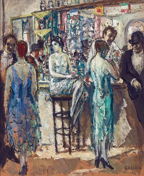 Marcel Cosson 1878 - 1956 "Bar scene" Kunsthandel Dick Zeeman